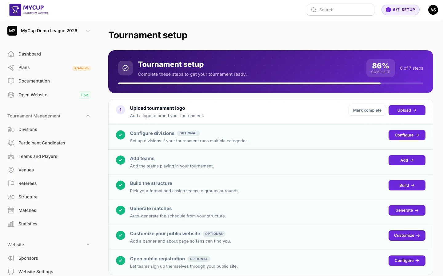 Setup checklist