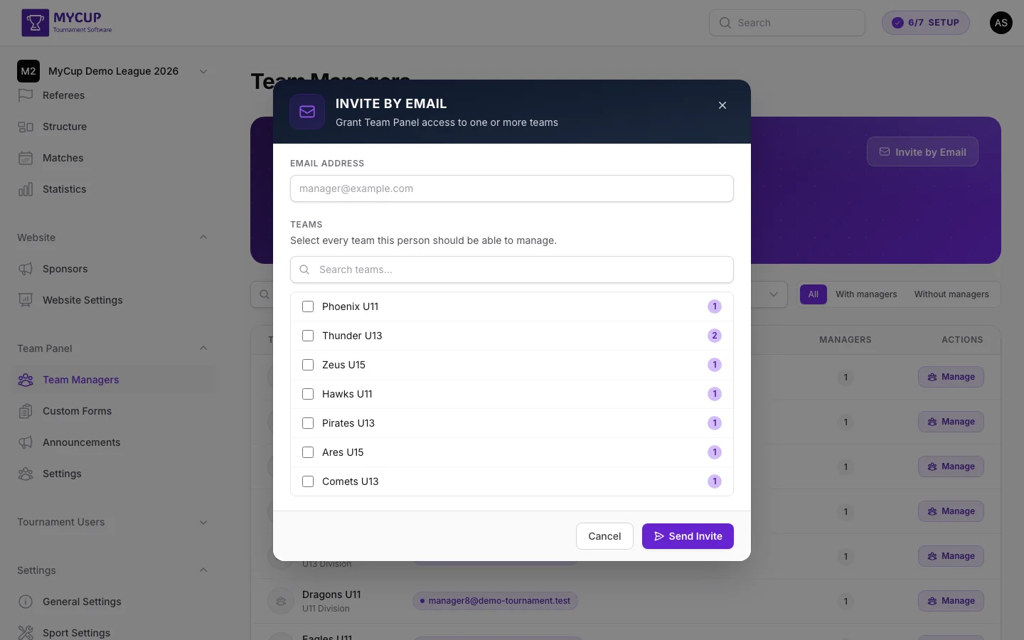 Invite by Email modal