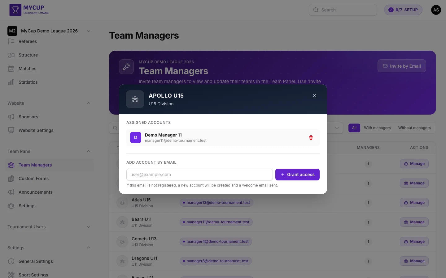 Manage Access modal