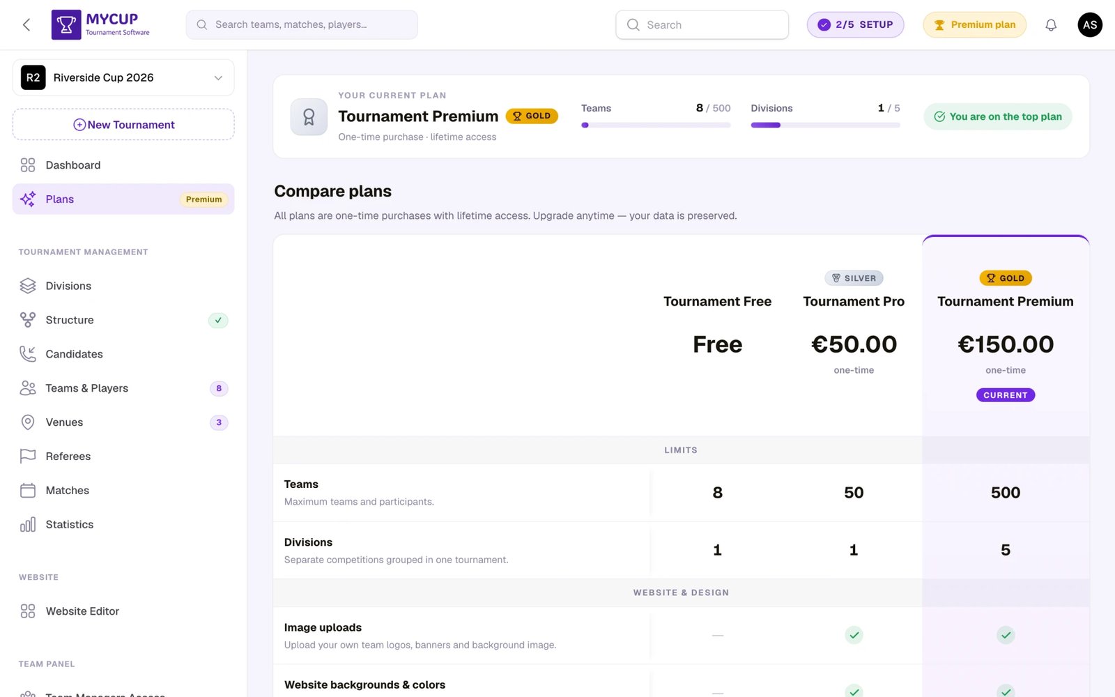 Plans page