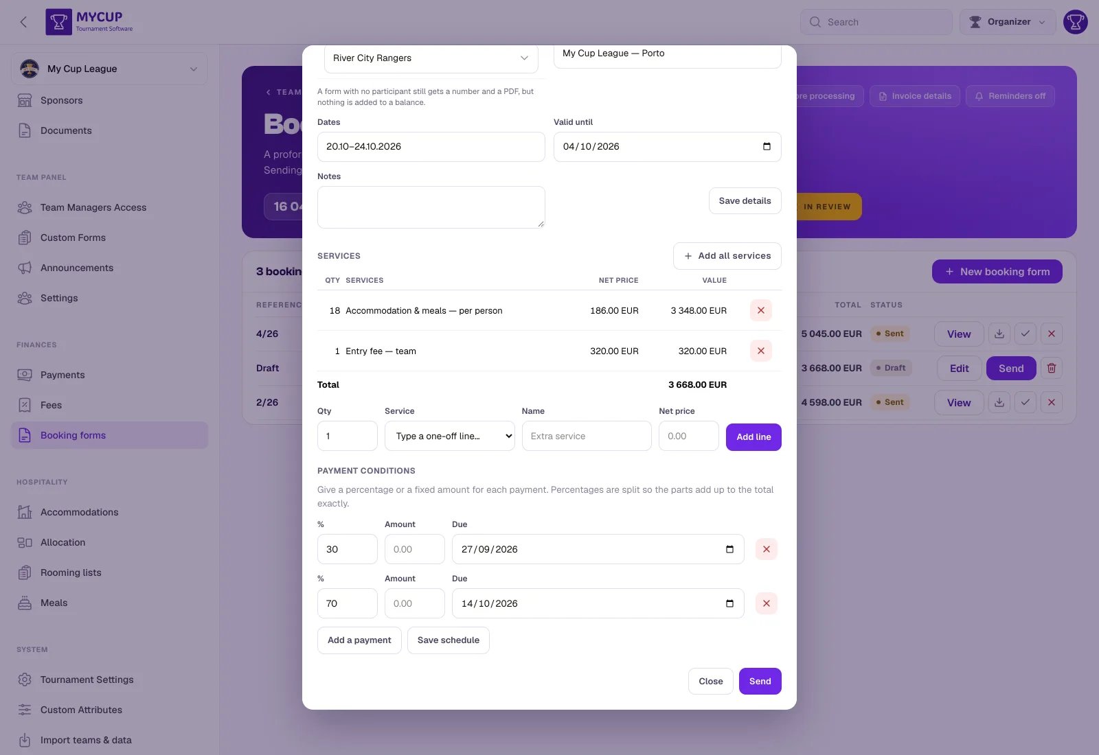 The payment schedule