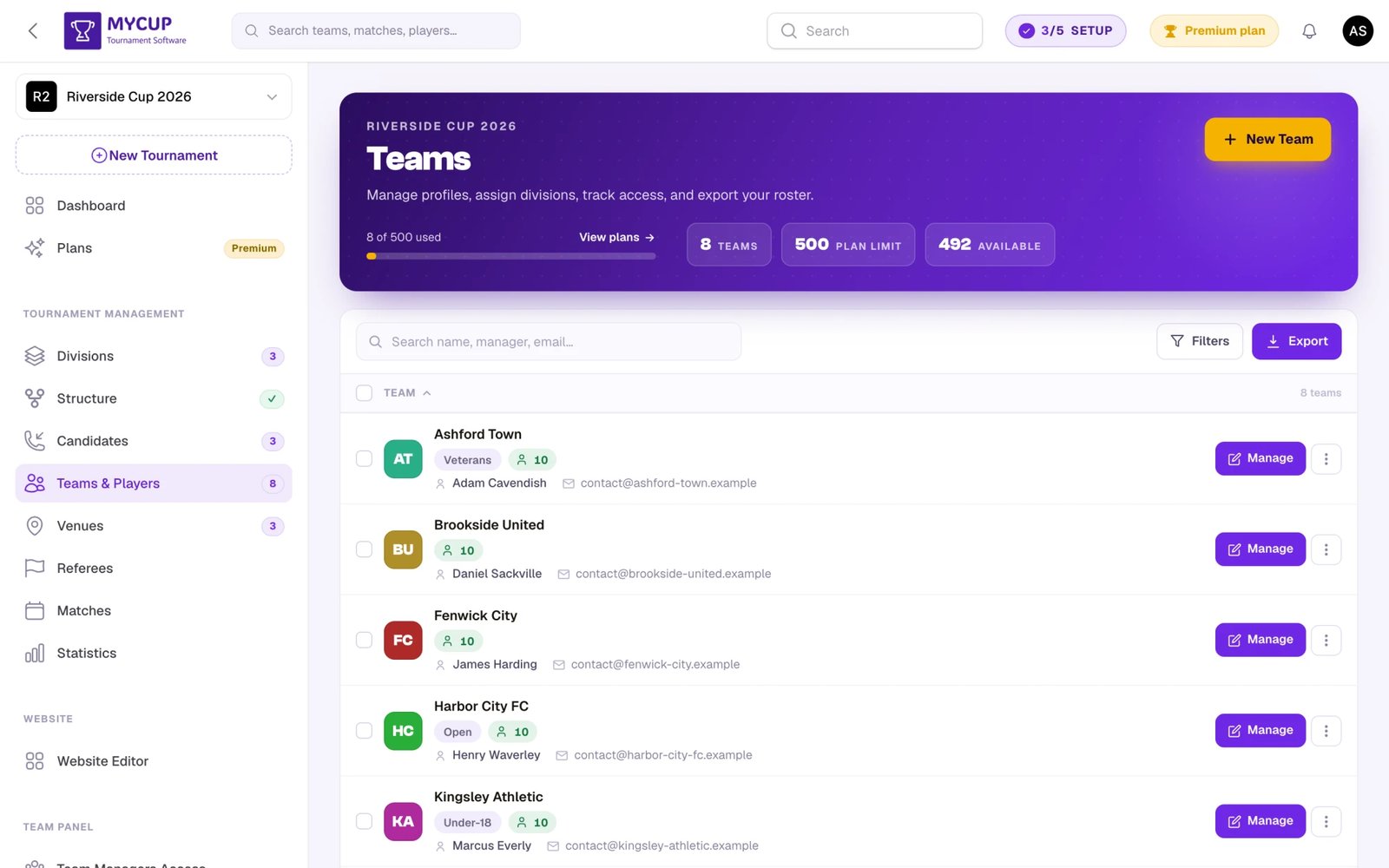 Teams list
