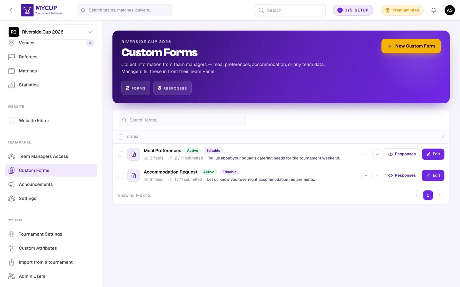 Forms list with submission progress