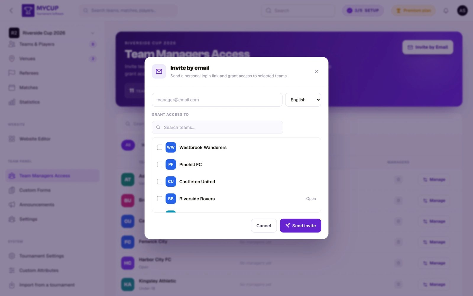Invite by Email modal