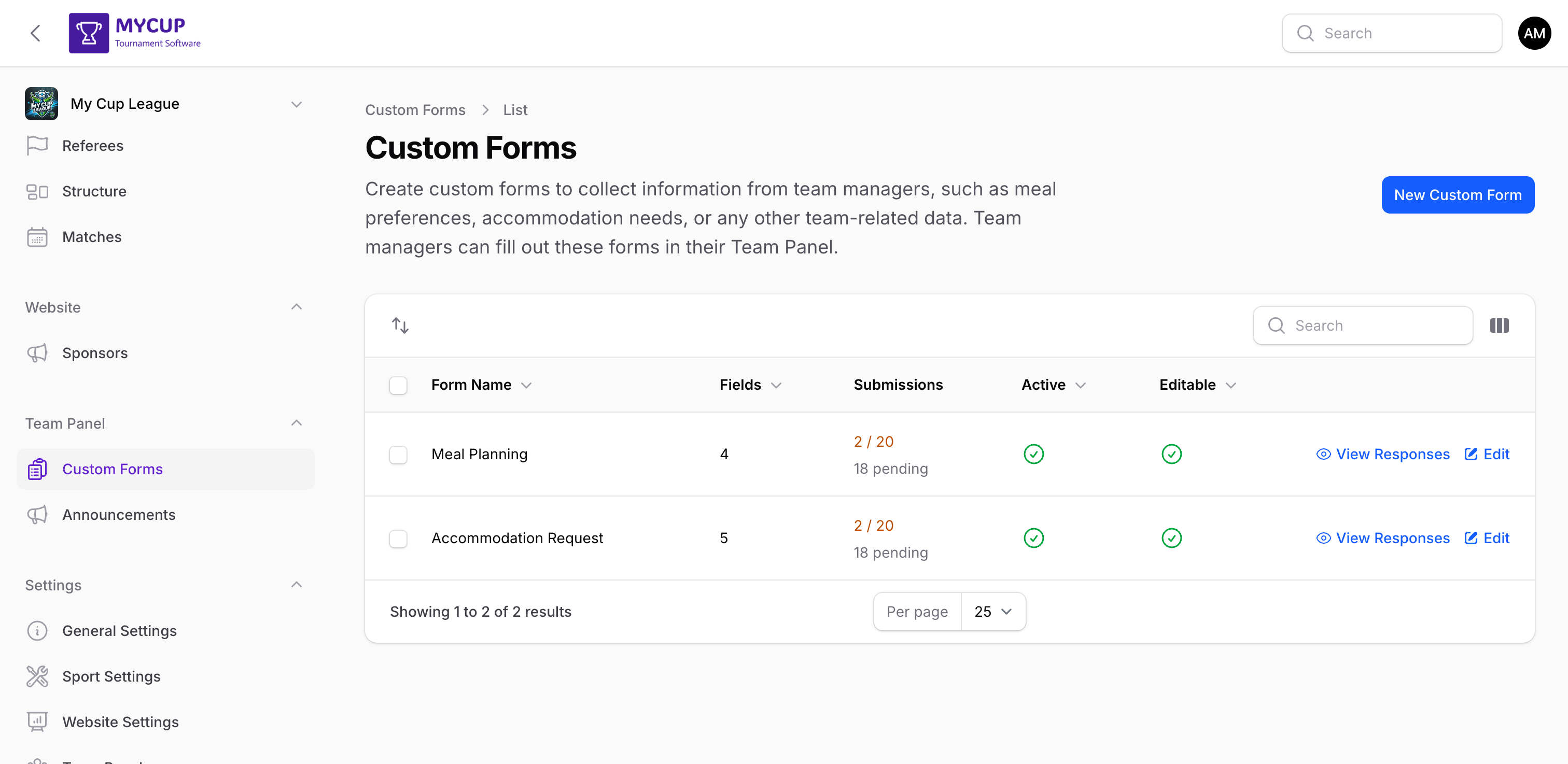 Forms list with submission progress